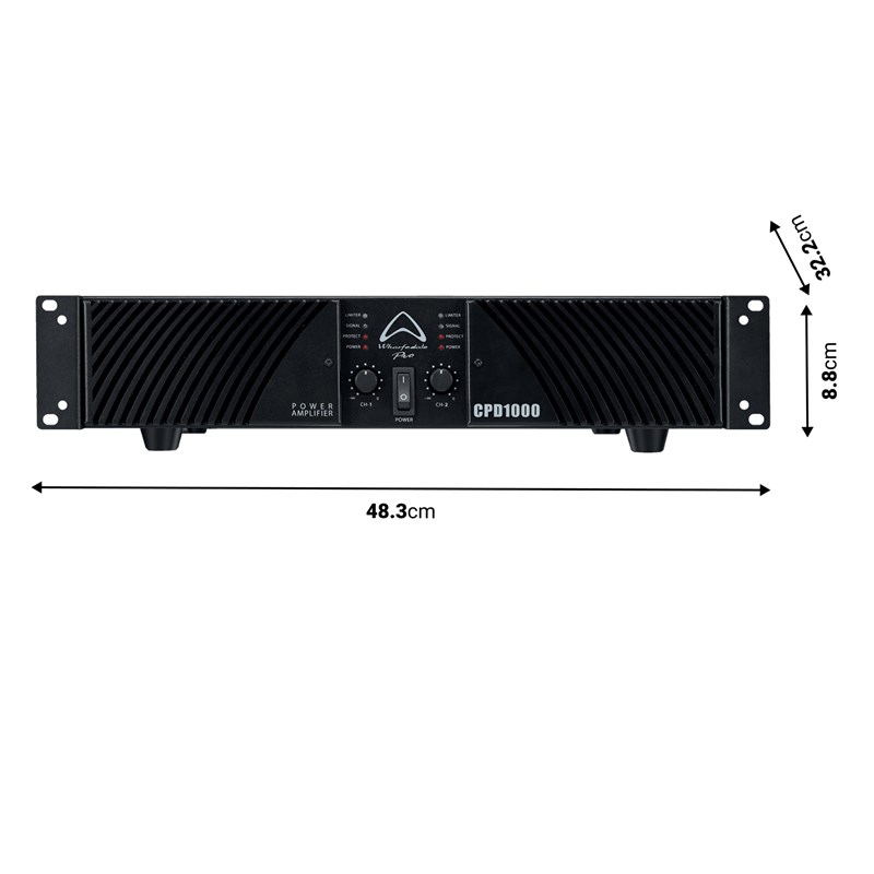 Ampli de puissance professionnel 2 x 250W 8 ohms - dimensions