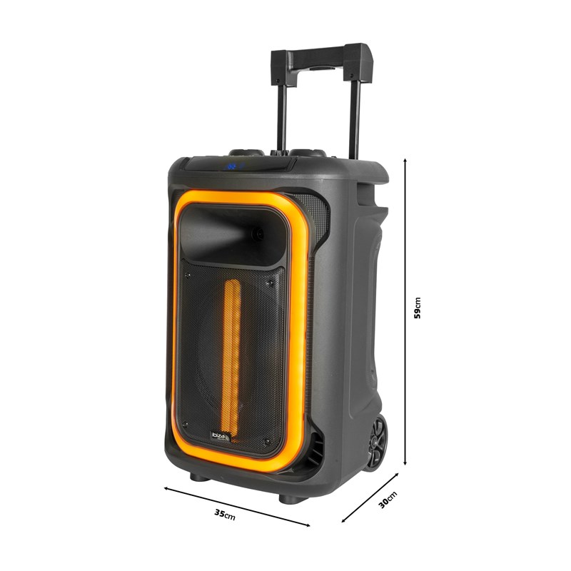 Enceinte BT autonome 800W - 12'' - Micro filaire, Trolley & LED poignée