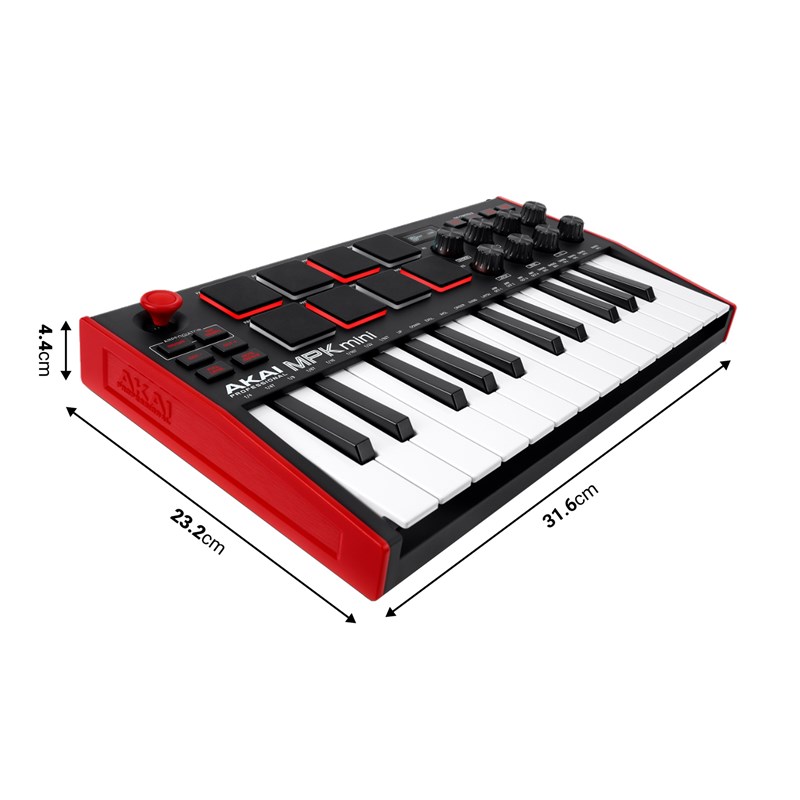 Clavier MIDI USB 25 - Mini Notes 8 Pads Écran OLED - dimensions