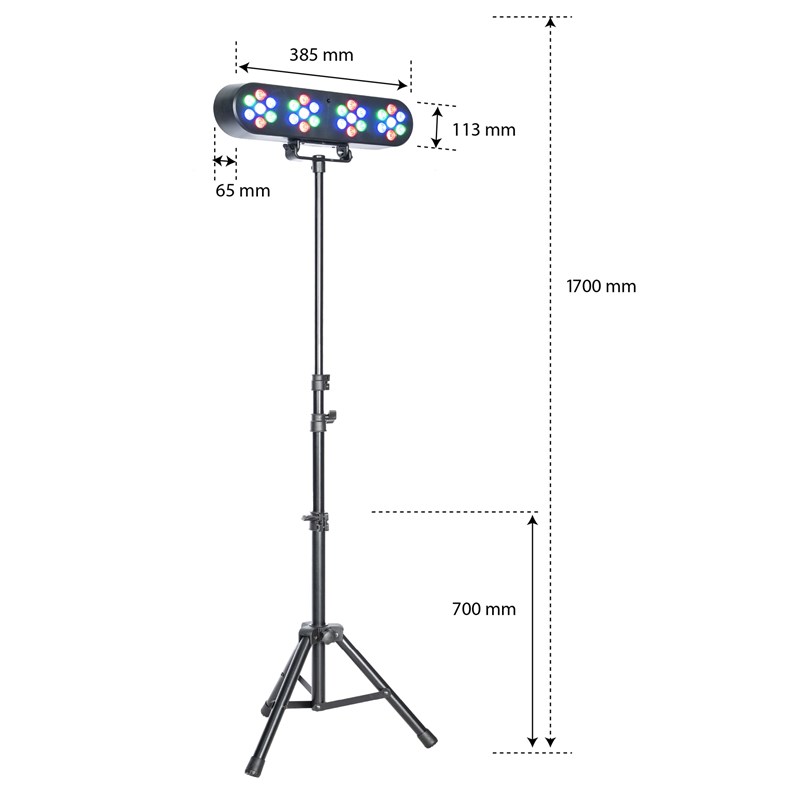 Set jeux de lumière 4x7W avec télécommande + trépied mobile