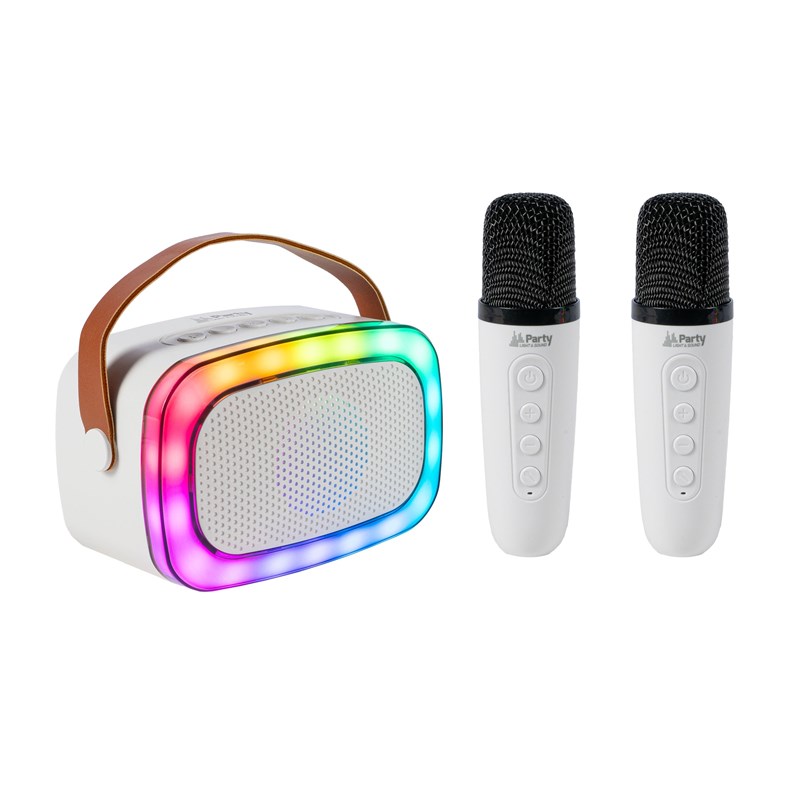 Enceinte Karaoké portable - 2 micros sans fil, BT, USB & effets lumineux enfant