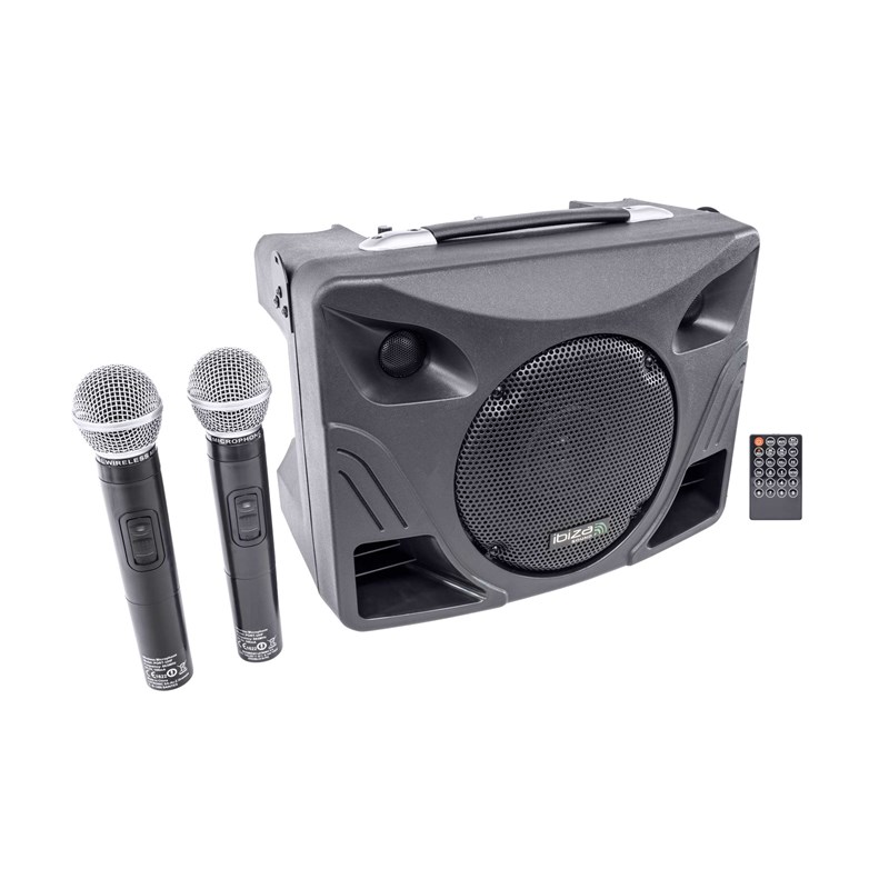 Système PA Portable 8" - 2 Micros UHF + USB & BT enceinte