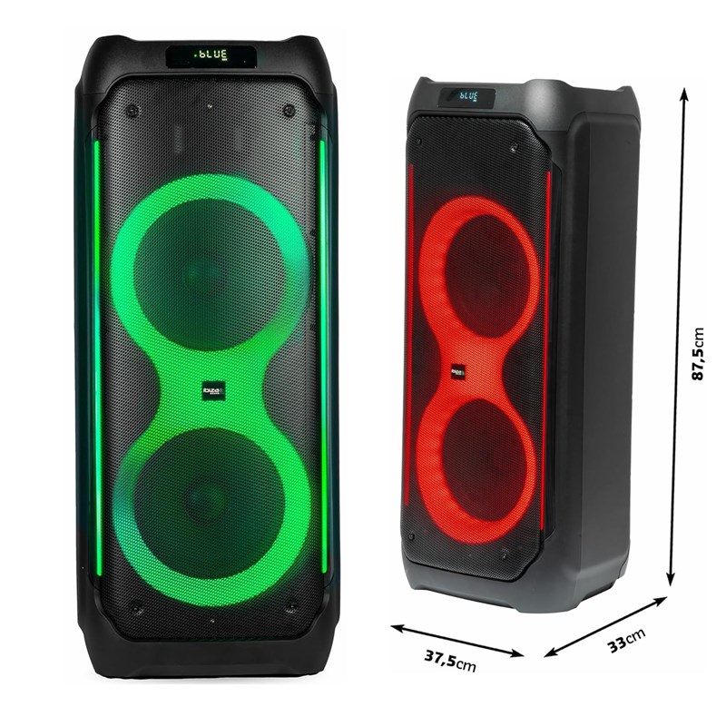 Pack Enceinte Karaoke Bluetooth 1200W - Projecteur PAR LED - 2 Micros