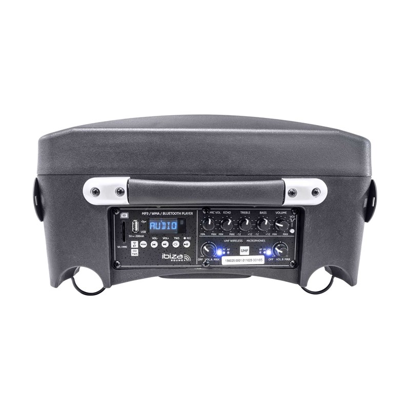 Système PA Portable 8" - 2 Micros UHF + USB & BT extérieur