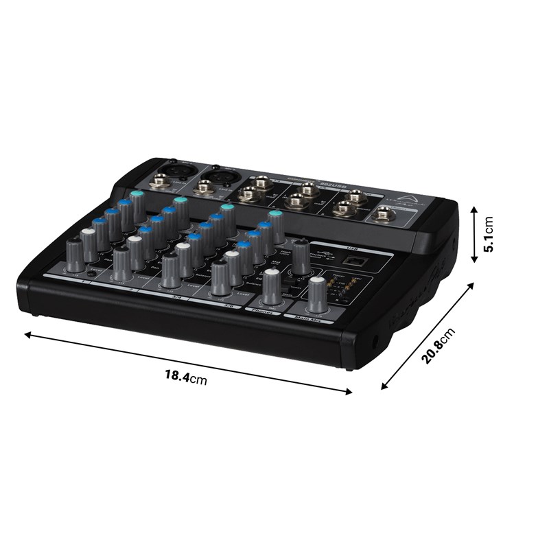 Console de mixage - 6 entrées - USB - dimensions