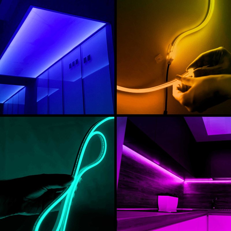 Ruban LED flexible RVB IP65 - 5m - Télécommande incluse - LLS500RGB-NEON-PACK bleu