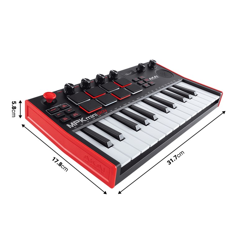 Clavier MIDI USB - 25 Mini Notes 8 Pads Écran OLED - dimensions