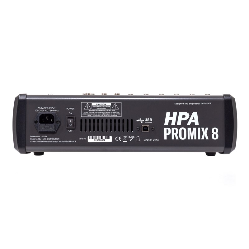 Console de mixage 8 canaux avec multi-effets, USB - arrière