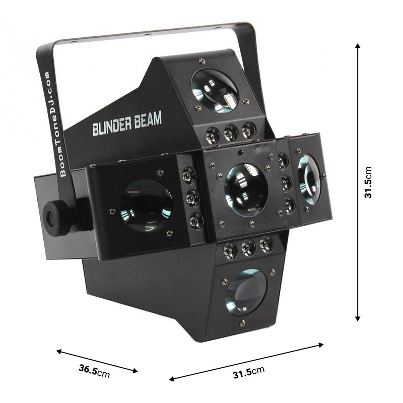 Effet LED RGBW Beam + strobe blanc - auto & DMX - Blinder Beam dimensions
