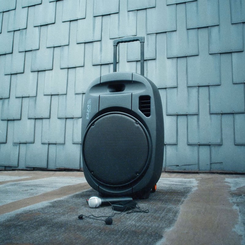 Enceinte Portable Autonome avec Micros Sans Fil - Ibiza Sound PORT12UHF-MKII-TWS télécommande