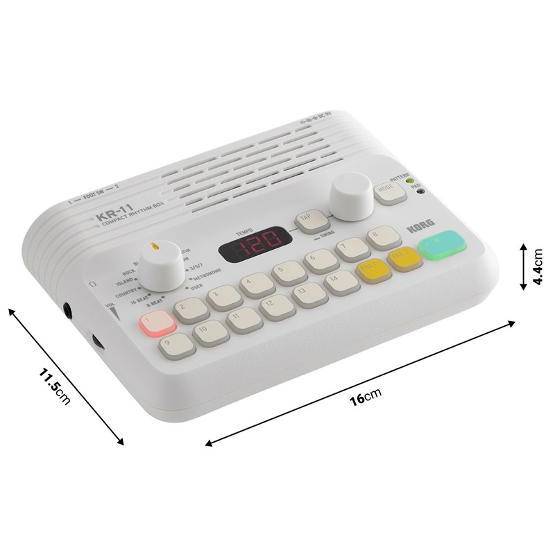 Boîte à rythmes portable - 126 motifs & pads vélocité - dimensions