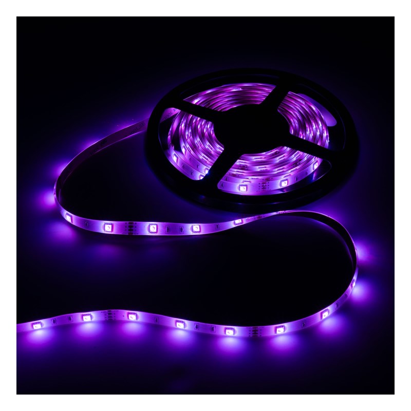 Ruban LED flexible RVB IP44 - 5m - Télécommande incluse - violet