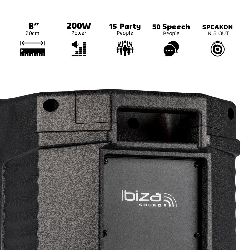 Enceinte Sono Passive 8”/20cm 200W - Grille Métallique & Tweeter à Compression soirée