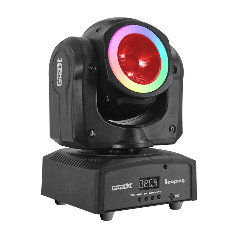 Lyre Beam 60W RGBW 4° avec anneau LED RVB - DMX looping