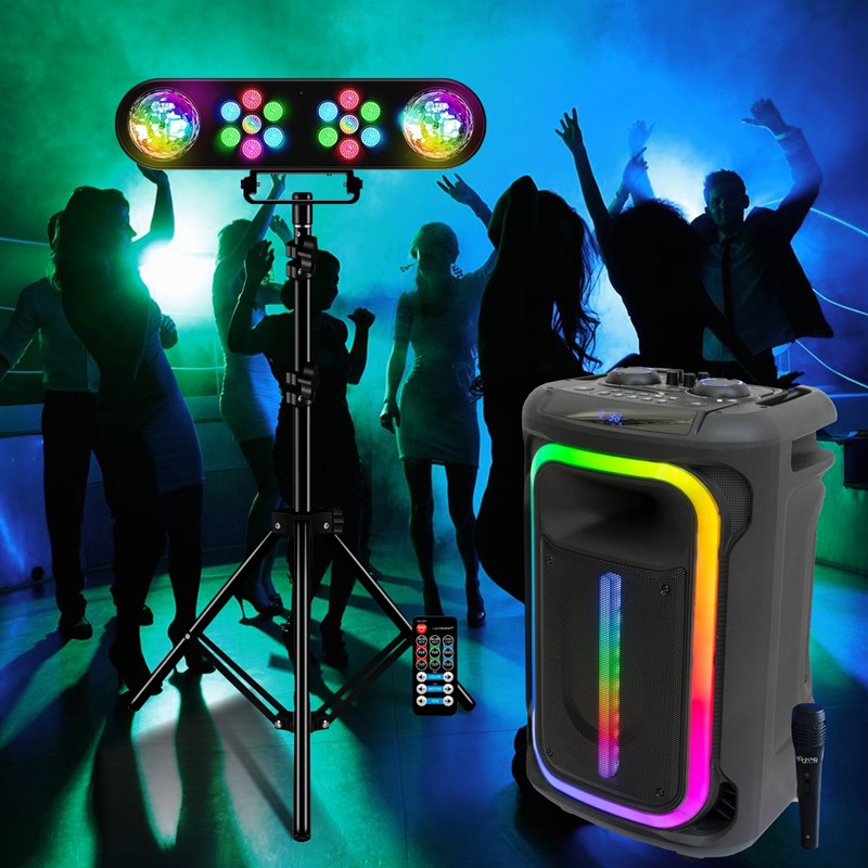 Pack Enceinte portable 800W - Portique lumière PAR Astro - Micro