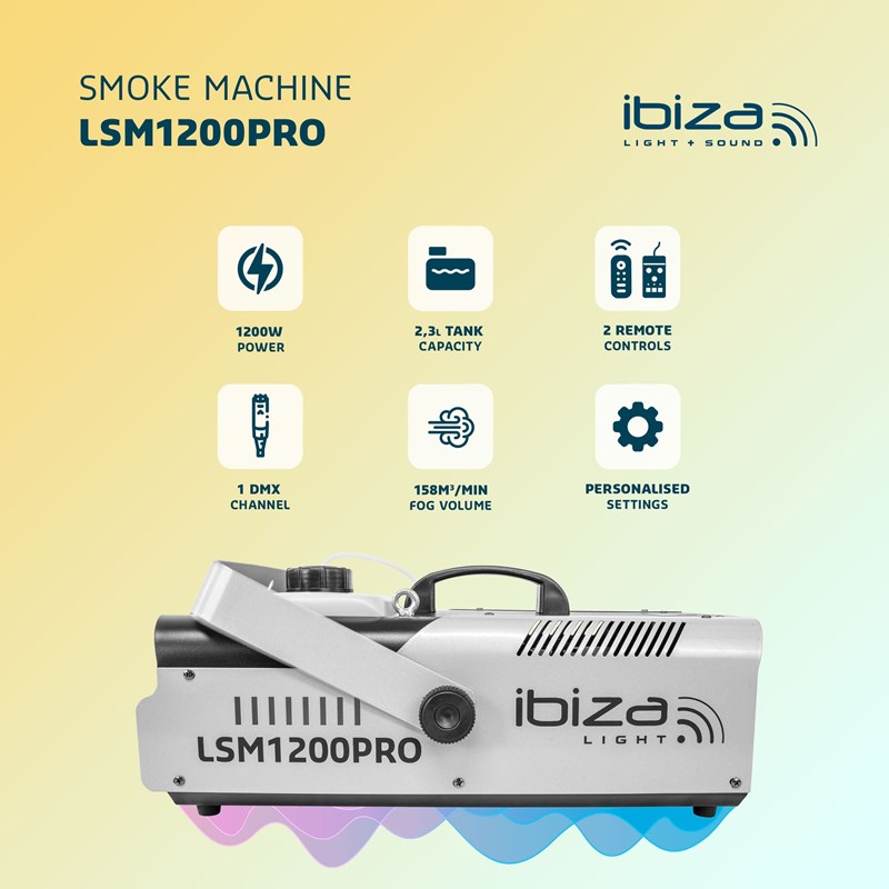 Machine à fumée pro 1200W - DMX, programmable, 2 télécommandes smoke