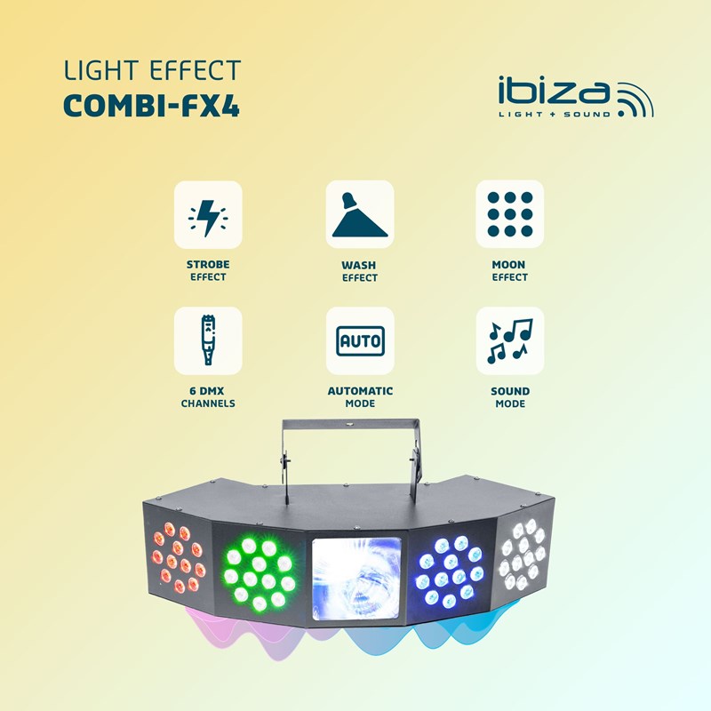Effet LED 3-en-1 avec DMX - Wash, Moonflower & Strobe wash