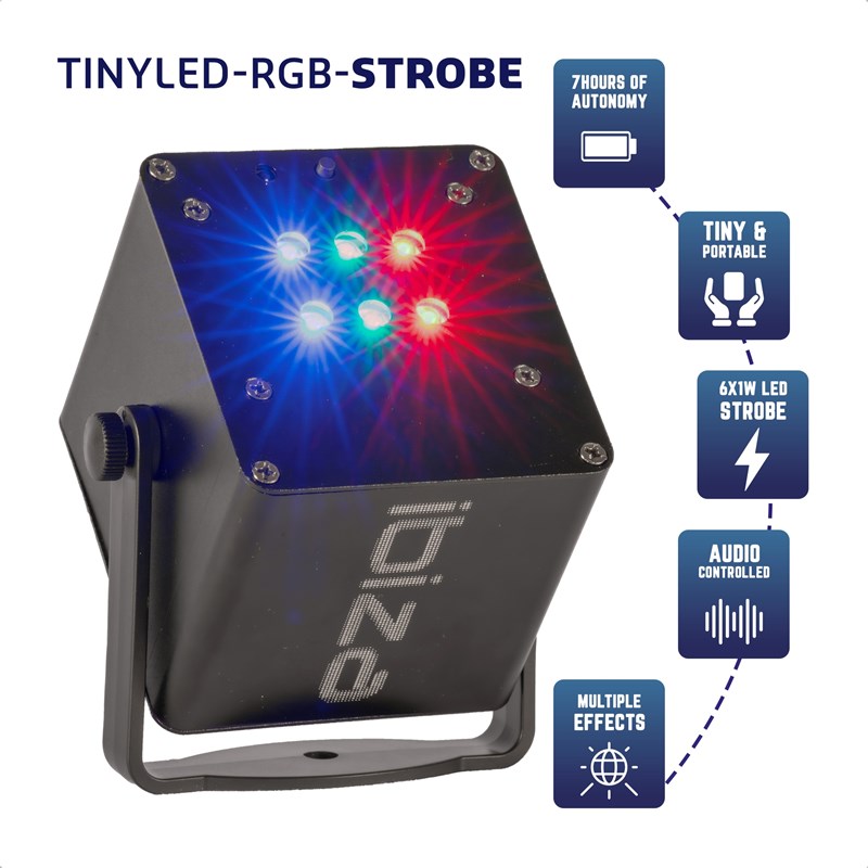 Effet LED STROBE - 6 x 1W RVB - Sur batterie projecteur