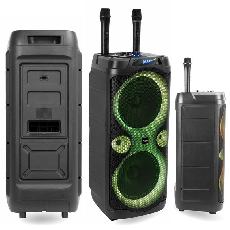 Pack Enceinte Karaoké Bluetooth 1000W - 2 Micros Sans Fil - 2 Effets Rotatifs