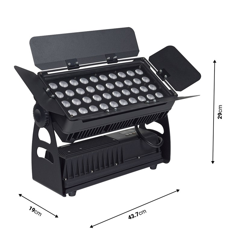 Projecteur extérieur LED 40x15W RGBW - DMX - IP65 - dimension