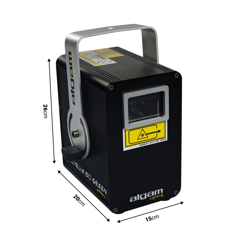Laser d'Animation Vert - 80mW DMX dimensions
