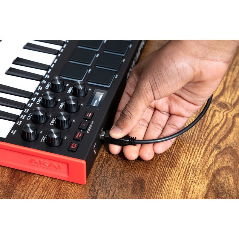 Clavier MIDI USB 25 - Mini Notes 8 Pads Écran OLED - cable
