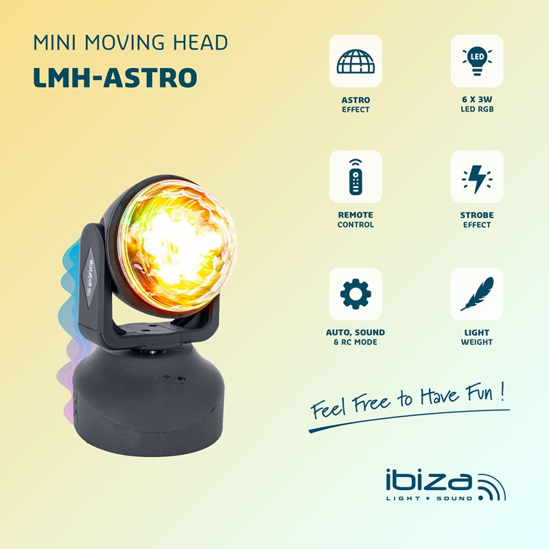 Lyre LED RVB - Effet Astro 6 x 3W - Télécommande éclairage