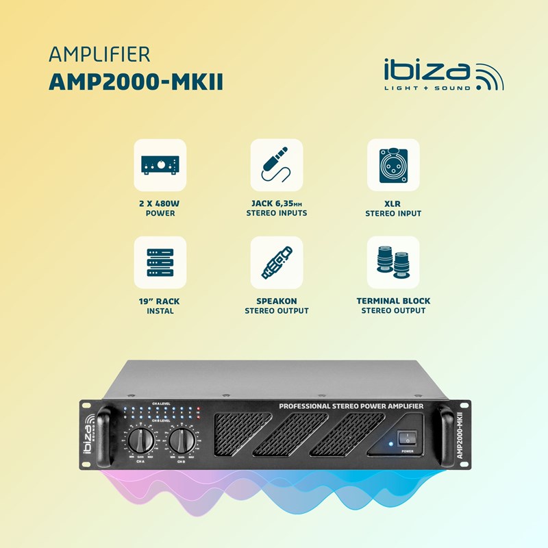 Amplificateur sono 2 x 1500W - Format rack 2U caractéristiques