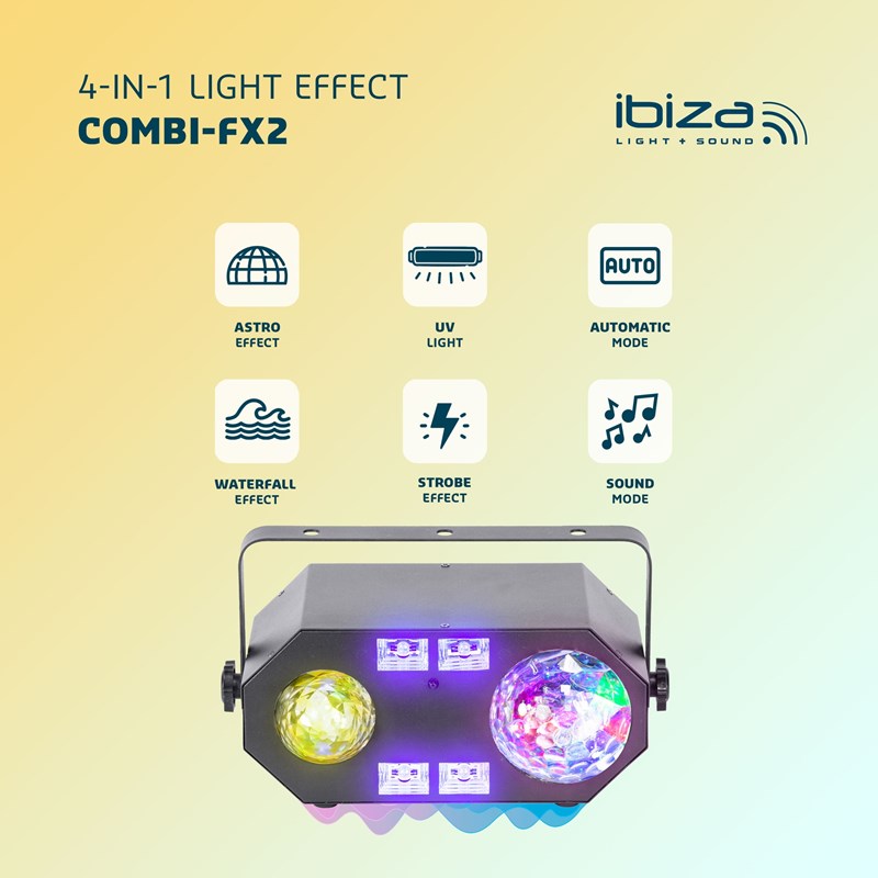Effet lumineux 4-en-1 - Astro, Strobe, UV & Effet Eau avec télécommande lumière