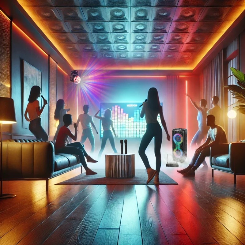 Pack Enceinte Karaoké sur batterie 700W Bluetooth - 2 Micros - Effet Astro LED