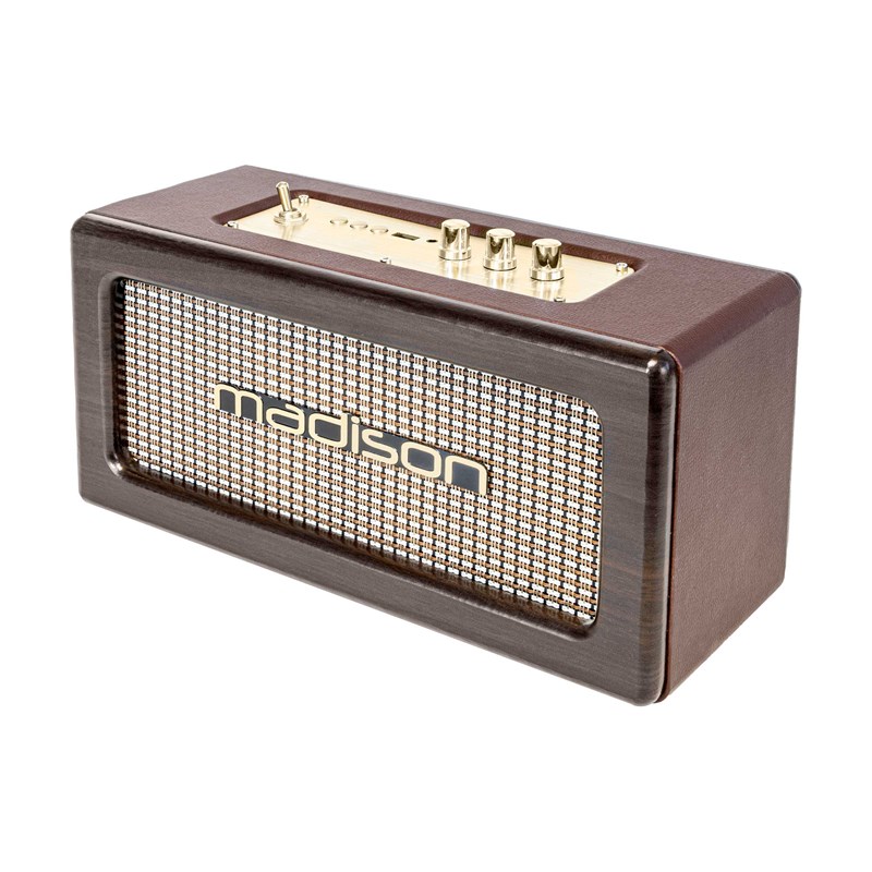Enceinte Bluetooth Radio vintage bois - 2x10W - Sur Batterie