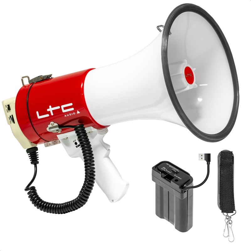 Mégaphone 50W avec USB, SD, AUX et batterie rechargeable haut parleur