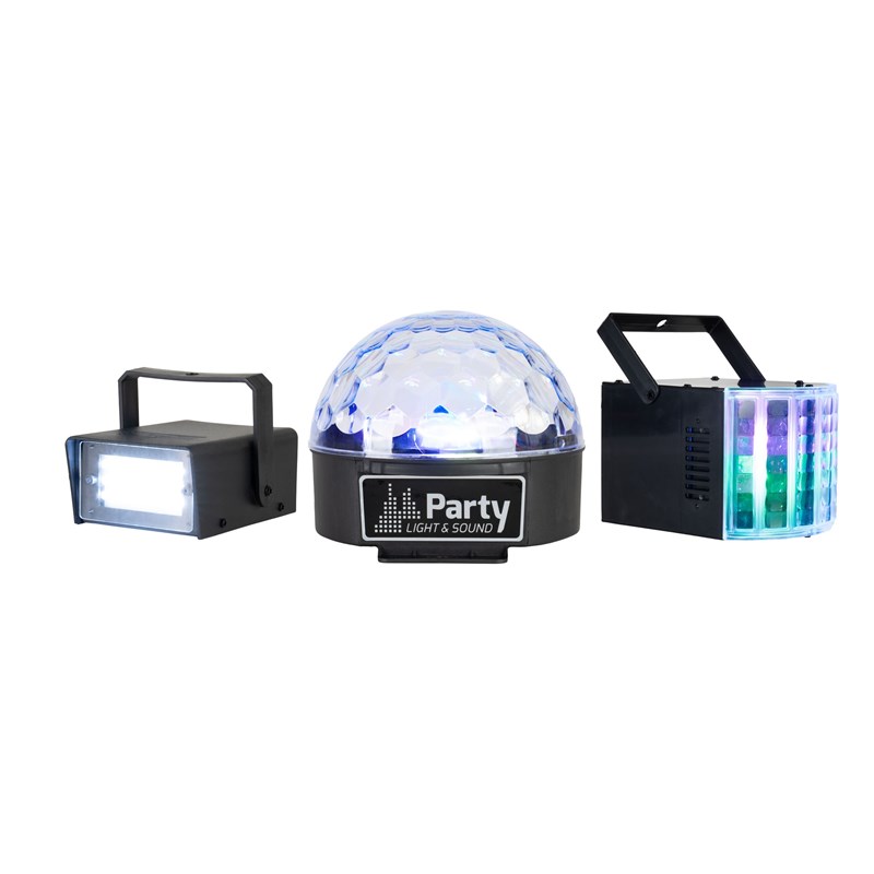 Pack 3 effets lumineux LED - Astro, Derby & Stroboscope ensemble