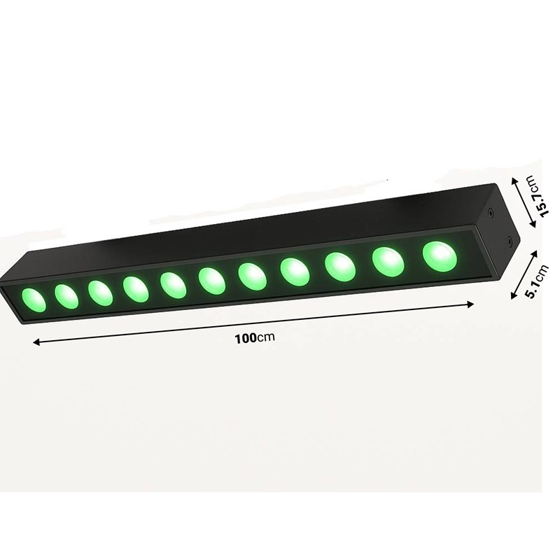Barre LED RGB 12x3W - DMX 3 zones - détection audio dimensions