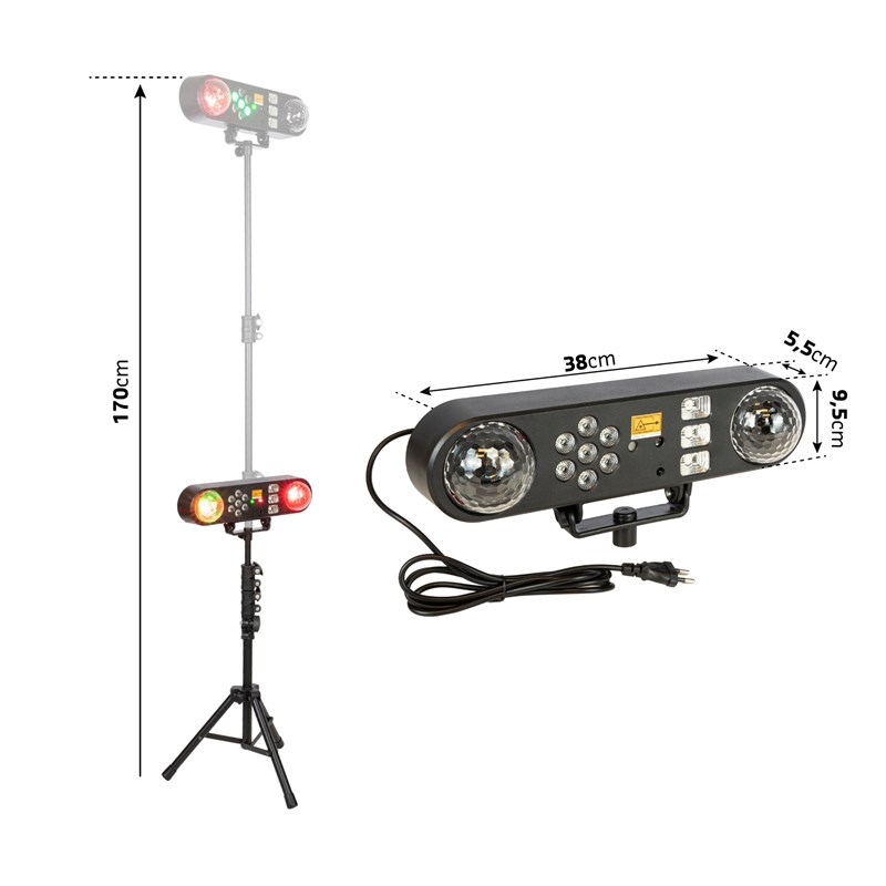 Barre lumineuse multi-effets - Astro, Wash, Strobo et Laser éclairage