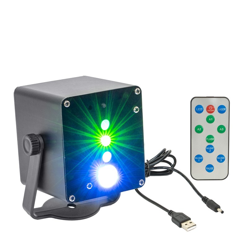 Effet LED 3W + Laser RVB - Sur batterie compact