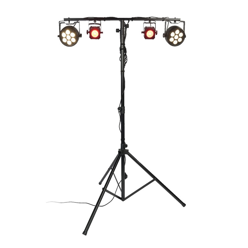 Pied lumière en T - barre 4 points - 130 à 275 cm - Effets