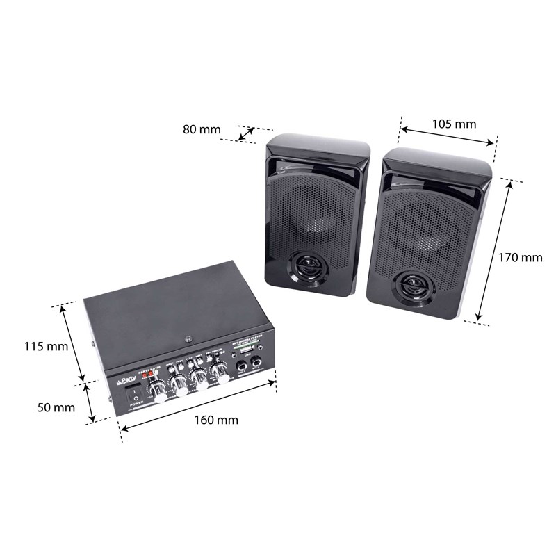 Kit Karaoké complet - Ampli 2x50W, 2 enceintes, micro, BT & USB anniversaire