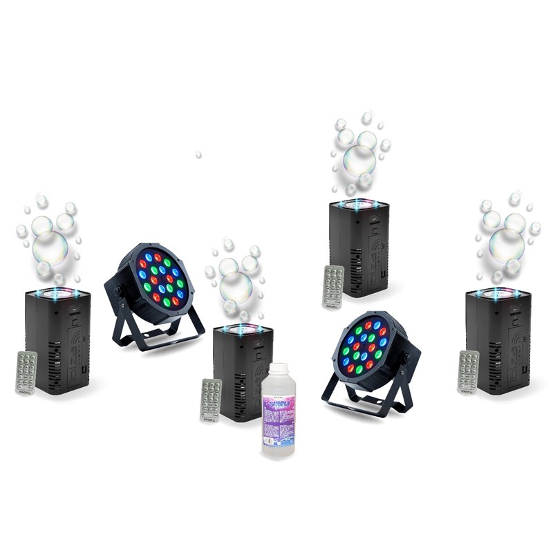 Pack 2 enceintes sono - Caisson 800W - 2 Projecteurs - 2 Machines à bullesSono DJ, Puissance 800W, C