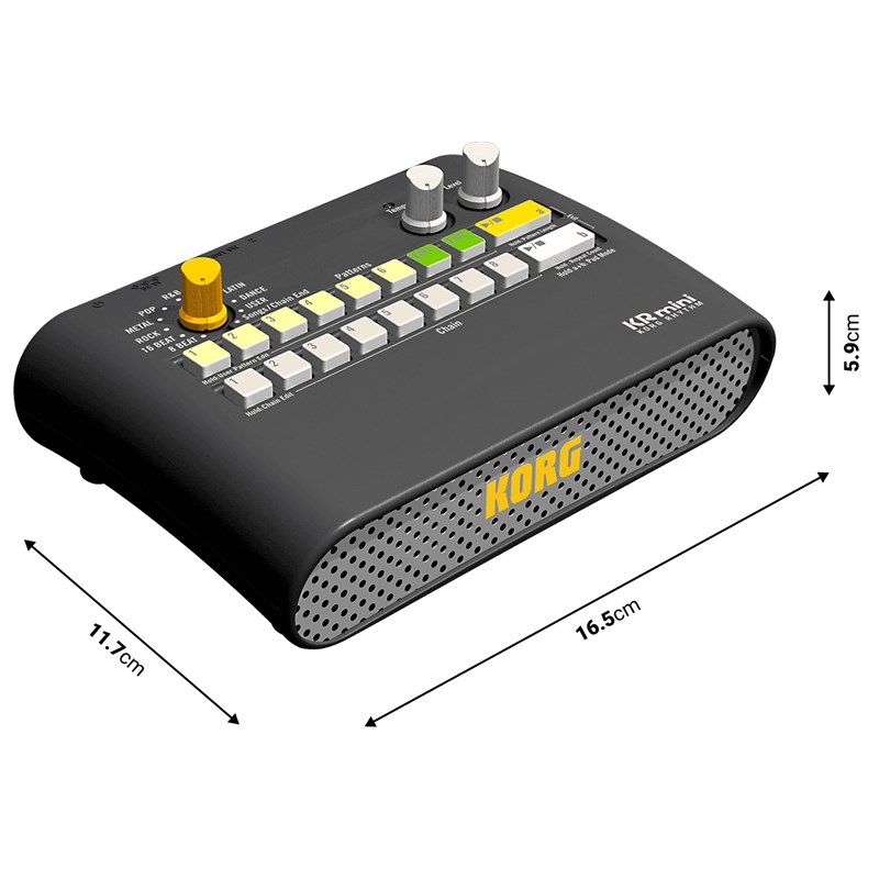 Boîte à rythmes compacte - 60 motifs & 16 pads - KR-MINI dimensions