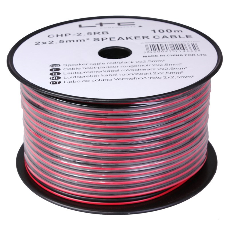 Câble Haut-parleur rouge/noir 2 x 2.5mm² LTC CHP2.5RB - bobine