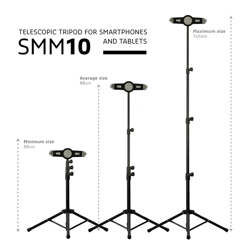 Trépied télescopique pour tablette - 0,55 à 1,45 m Inclinable