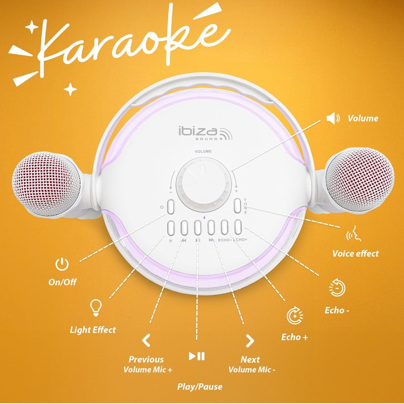 Pack Enceinte karaoké Bluetooth 120W - Effet Astro LED