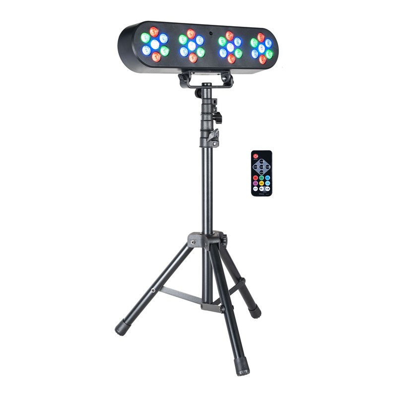 Set jeux de lumière 4x7W avec télécommande + trépied lumineux