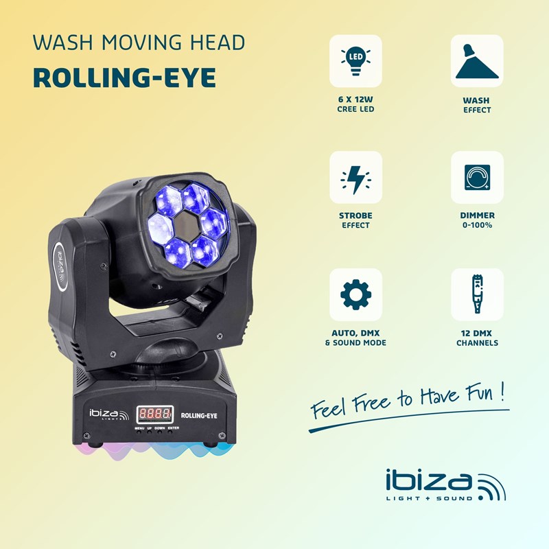 Lyre Wash à LED 6 x 12W - DMX scène