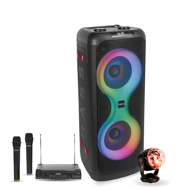 Pack Enceinte Karaoké sur batterie 700W Bluetooth - 2 Micros - Effet Astro LED