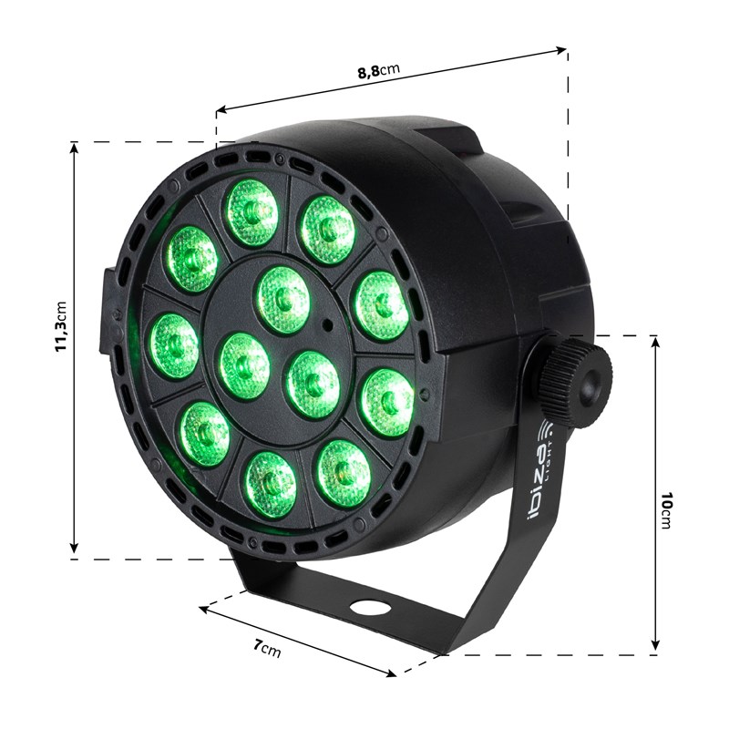 Projecteur PAR LED - 12 x 3W RVB 3-en-1 - Télécommande incluse mini