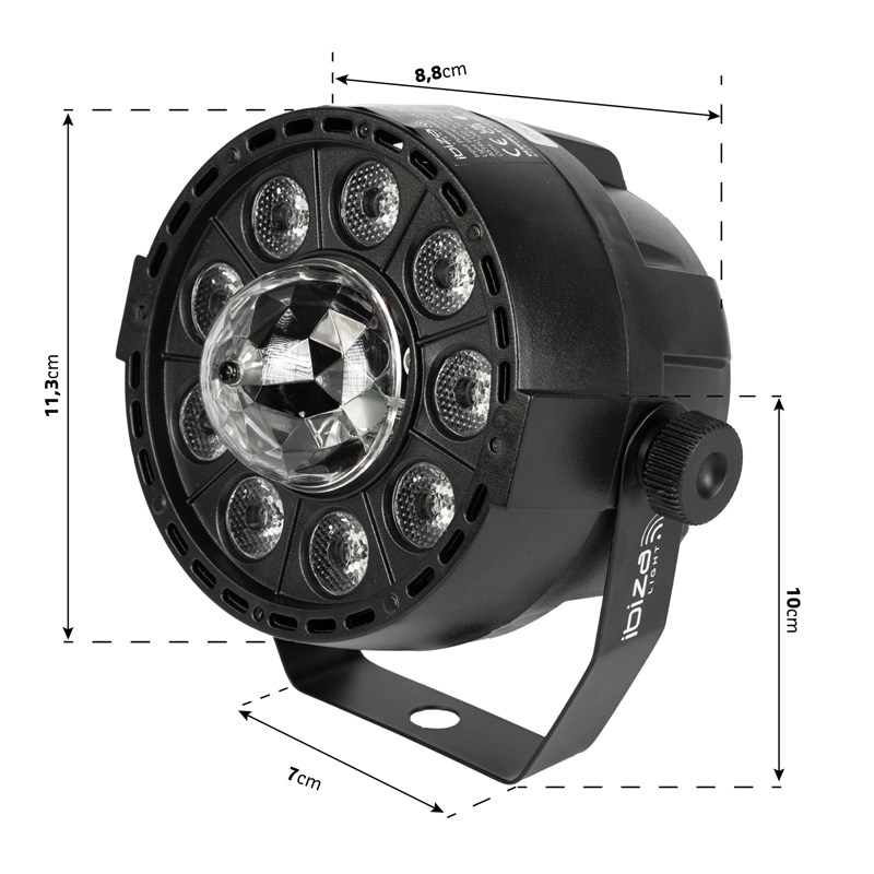 Effet lumineux 2-en-1 - PAR RVB + Astro LED 12W compact