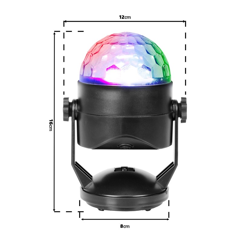 Boule disco RVB - Mini effet LED avec ventouse - Alim. USB ou piles projecteur