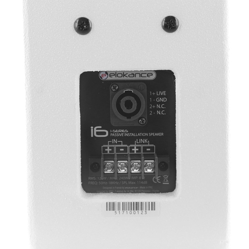 Enceinte passive 6,5" - 120W RMS - Support mural - Elokance - i6 speakon